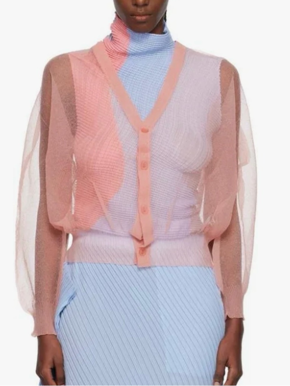 ISSEY MIYAKE Pink Encase Sheer Cardigan🌸